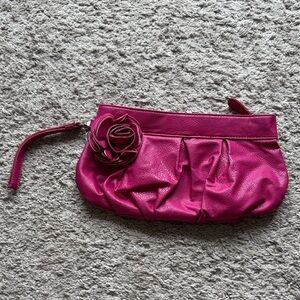 NY Collection Vibrant Pink Clutch with Floral Accent
